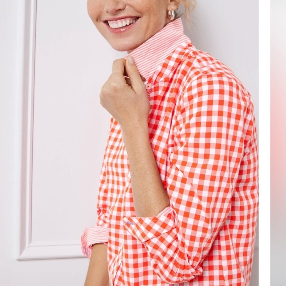 Talbots check gingham button down shirt size small